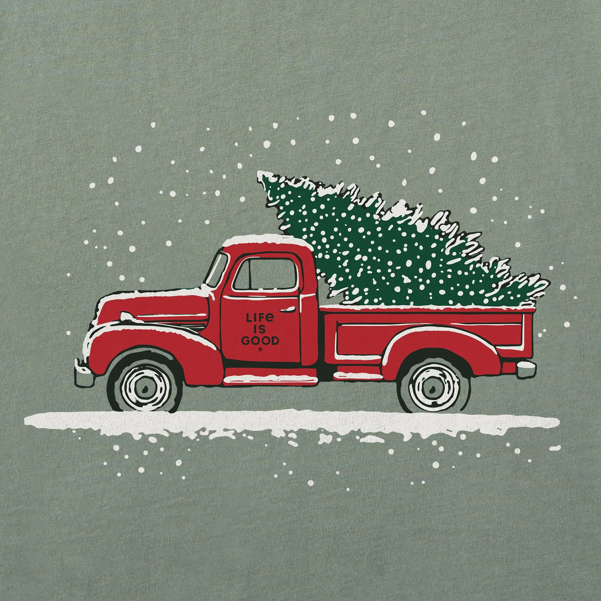 Men's Old Christmas Tree Long Sleeve Crusher Tee Life is Good