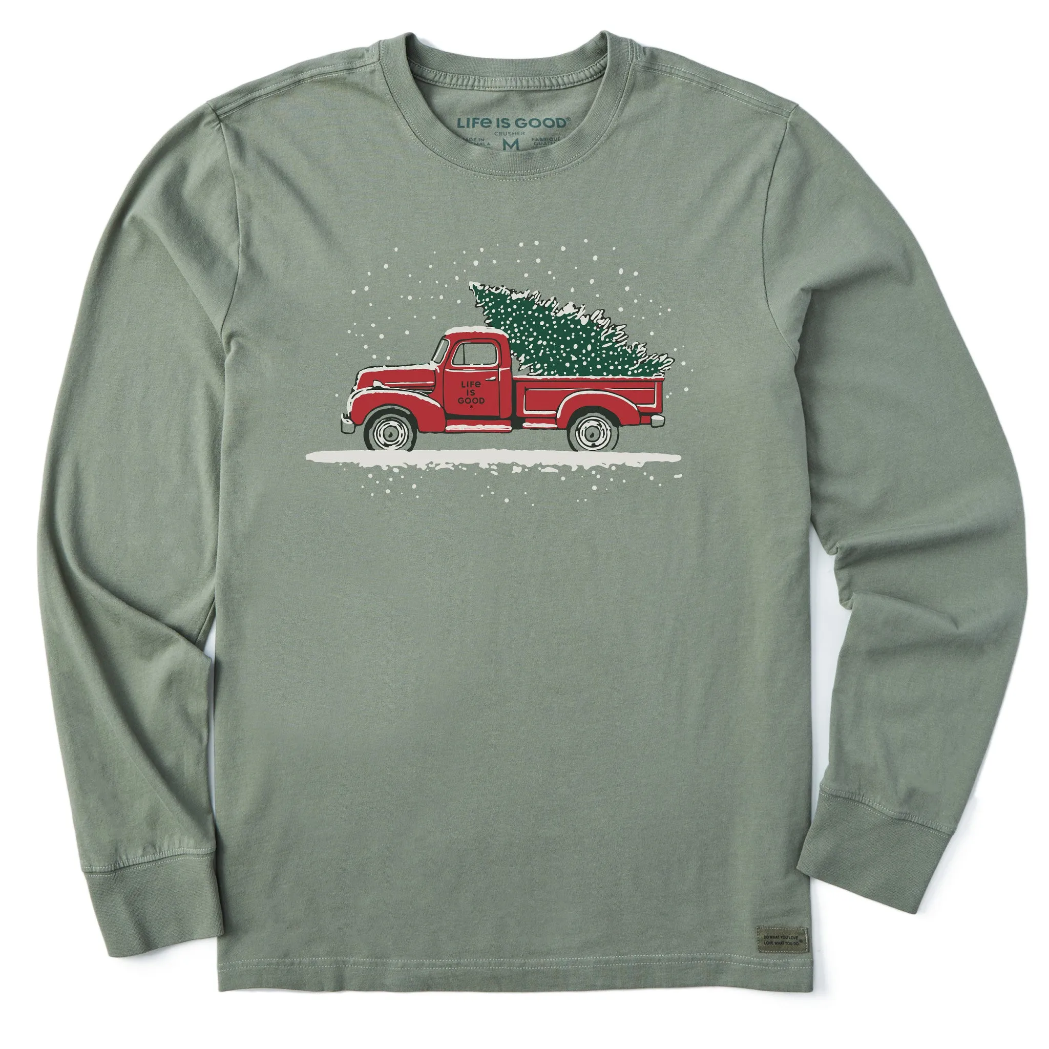 Men's Old Christmas Tree Long Sleeve Crusher Tee Life is Good