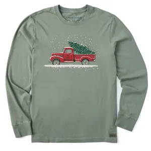 Men's Old Christmas Tree Long Sleeve Crusher Tee Life is Good