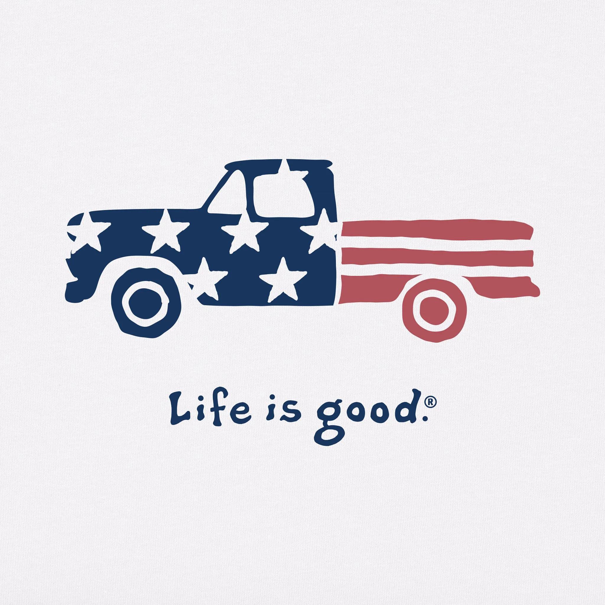 Men's Patriotic Truck Short Sleeve Tee Life is Good