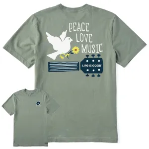 Men's Peace, Love, Music Dove Short Sleeve Crusher Tee Life is Good