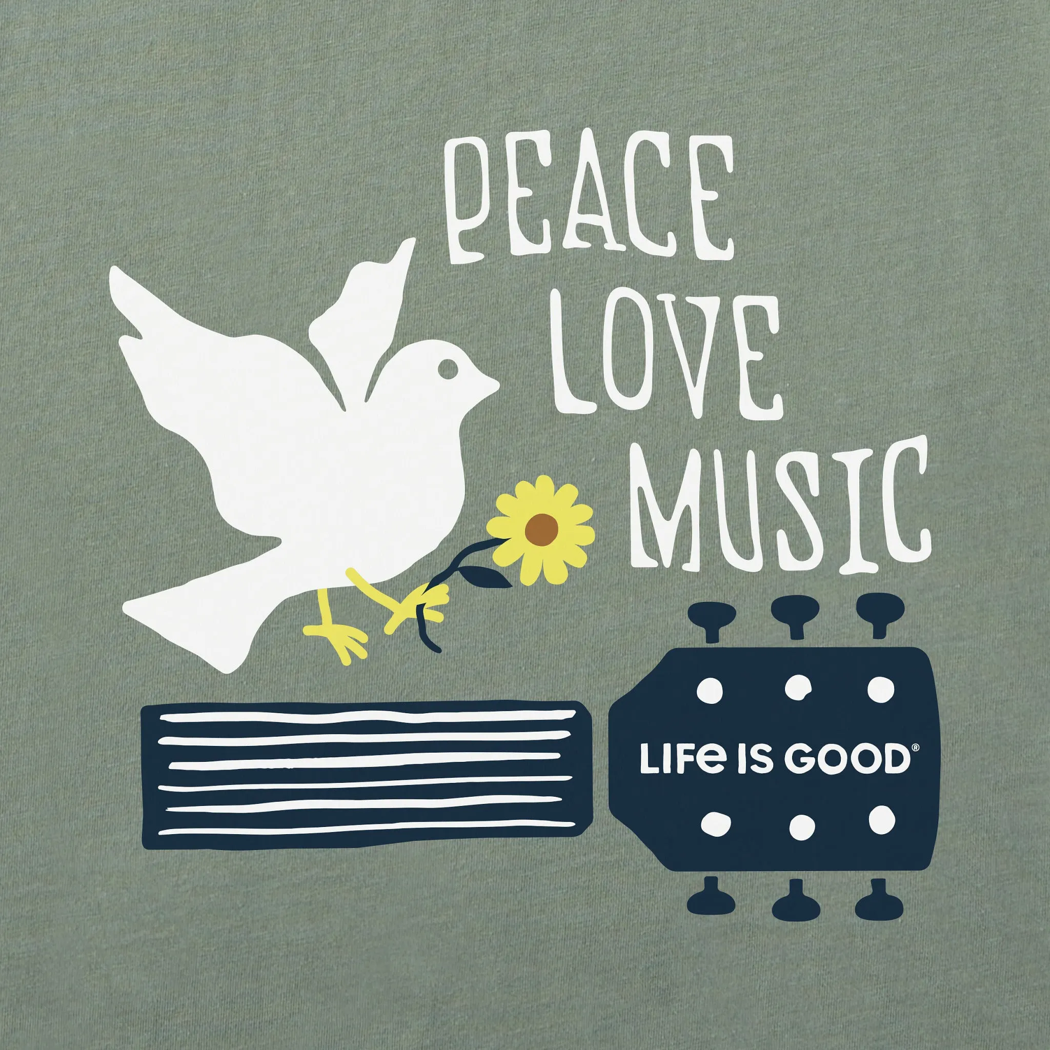 Men's Peace, Love, Music Dove Short Sleeve Crusher Tee Life is Good