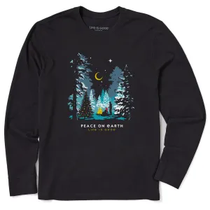 Men's Peace on Earth Christmas Camp Long Sleeve Crusher Tee Life is Good