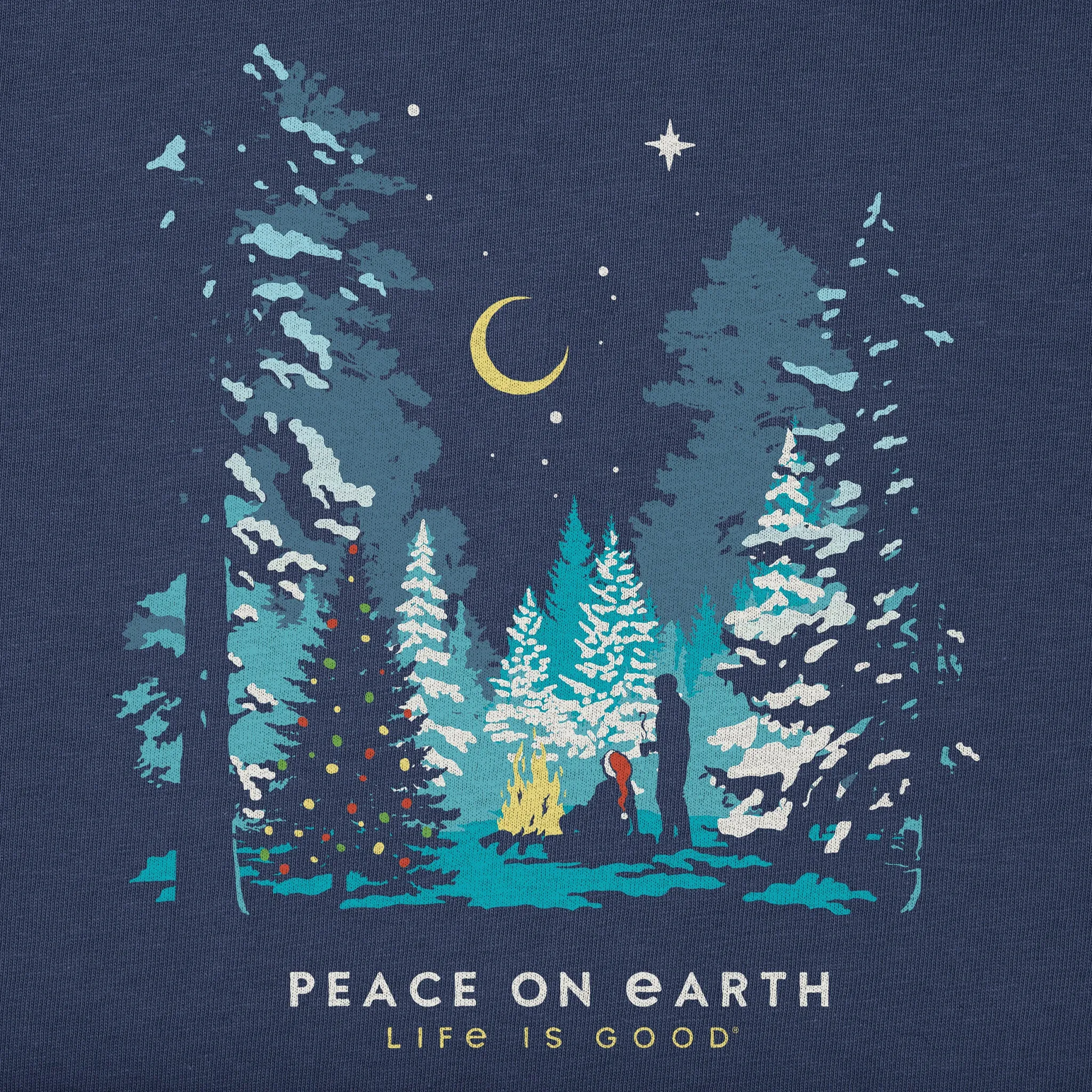 Men's Peace on Earth Christmas Camp Long Sleeve Crusher Tee Life is Good