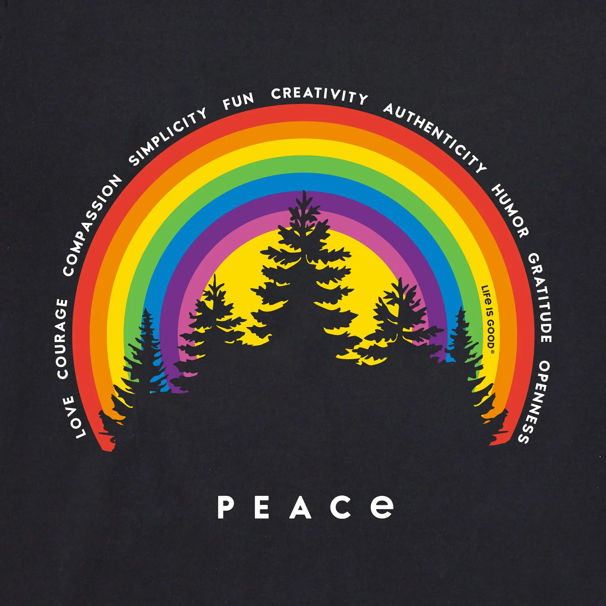 Men's Peace Rainbow Trees Short Sleeve Tee Life is Good