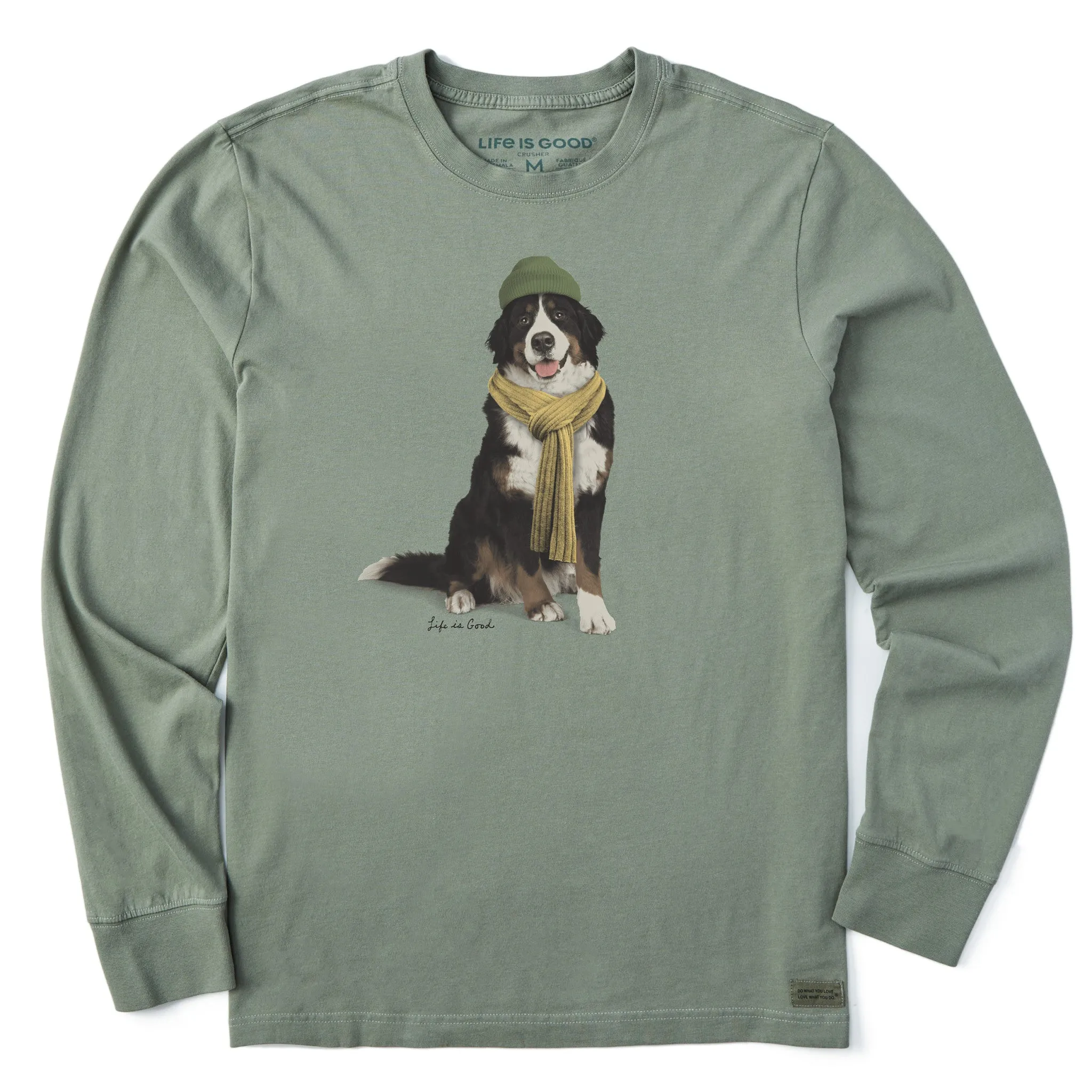 Men's Photoreal Bernese Long Sleeve Crusher Tee Life is Good