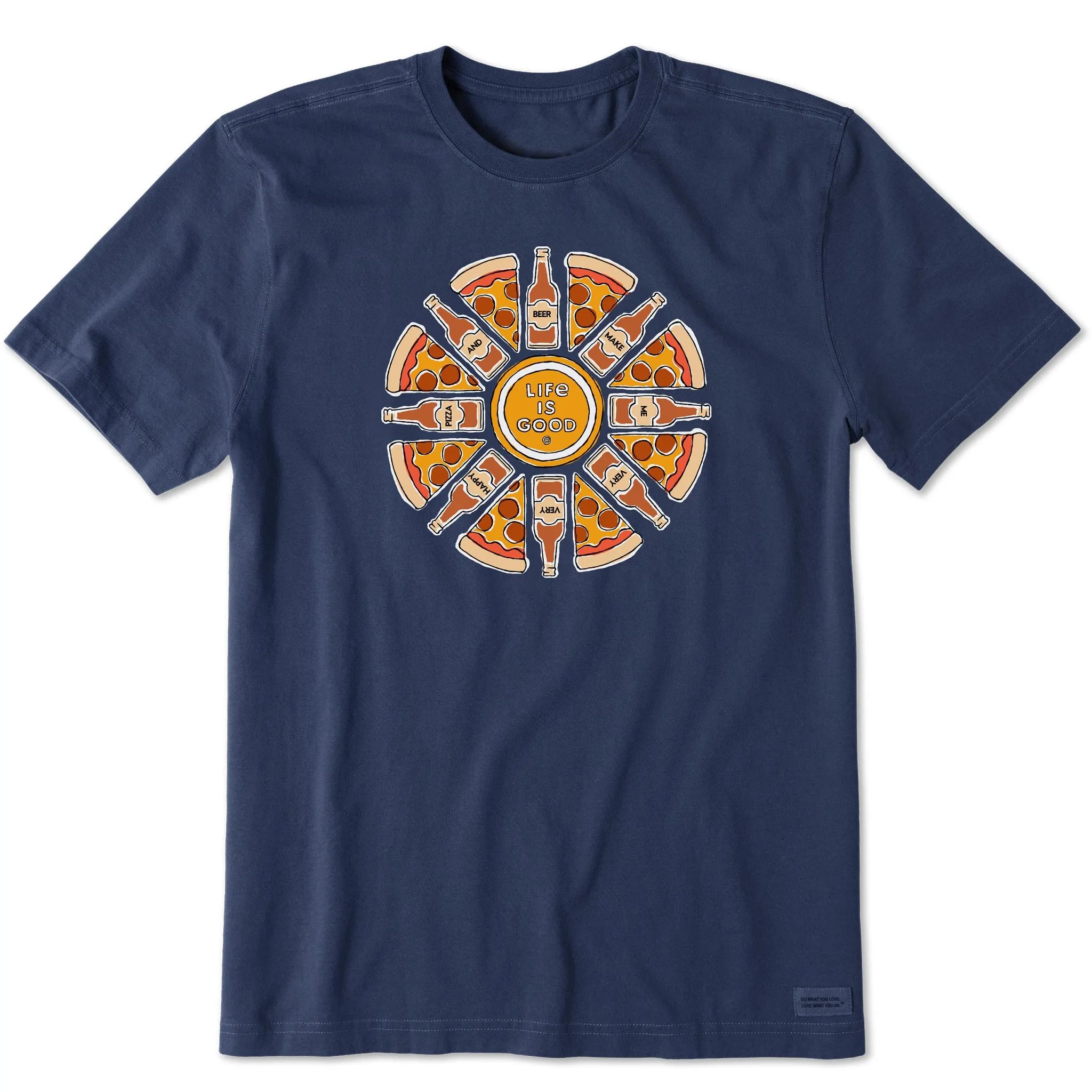 Men's Pizza and Beer Happy Mandala Short Sleeve Tee Life is Good