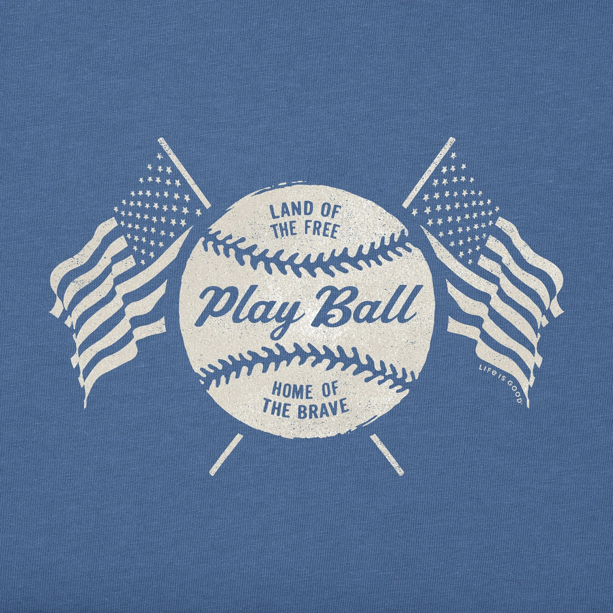 Men's Play Ball USA Flags Short Sleeve Tee Life is Good
