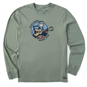 Men's Play  More Worry Less Jake Guitar Long Sleeve Crusher Tee Life is Good