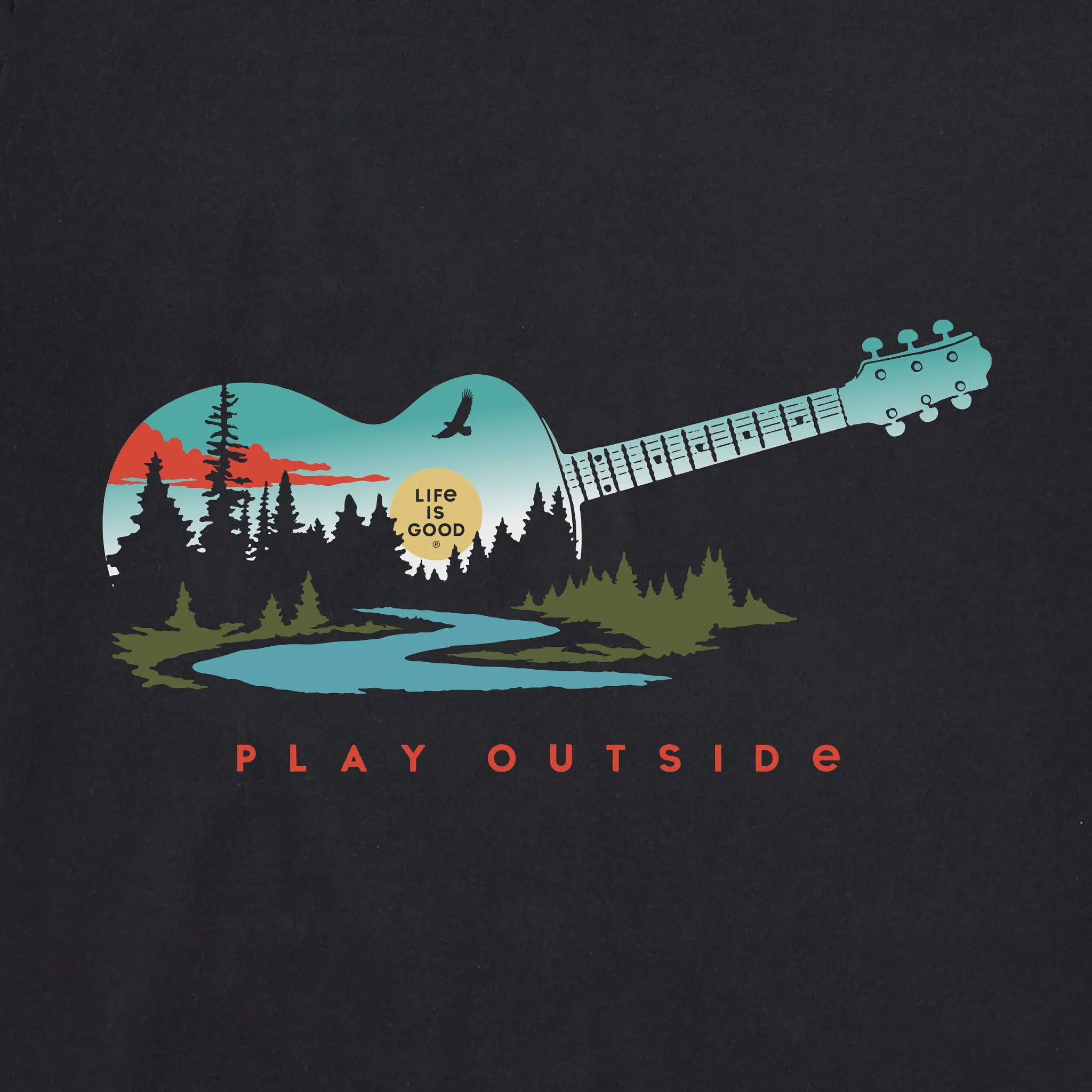 Men's Play Outside Guitar Landscape Short Sleeve Tee Life is Good