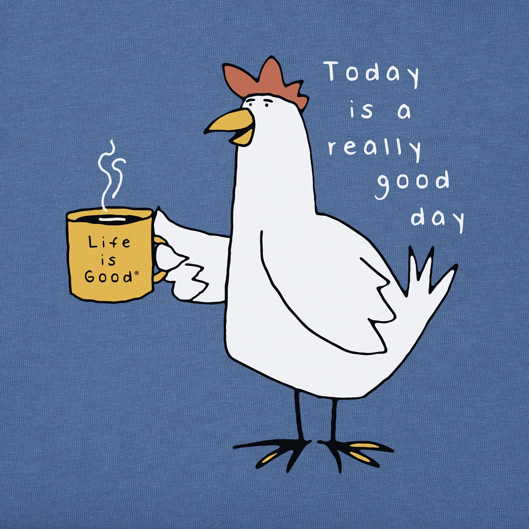 Men's Really Good Day Chicken Coffee Short Sleeve Tee Life is Good