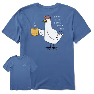 Men's Really Good Day Chicken Coffee Short Sleeve Tee Life is Good