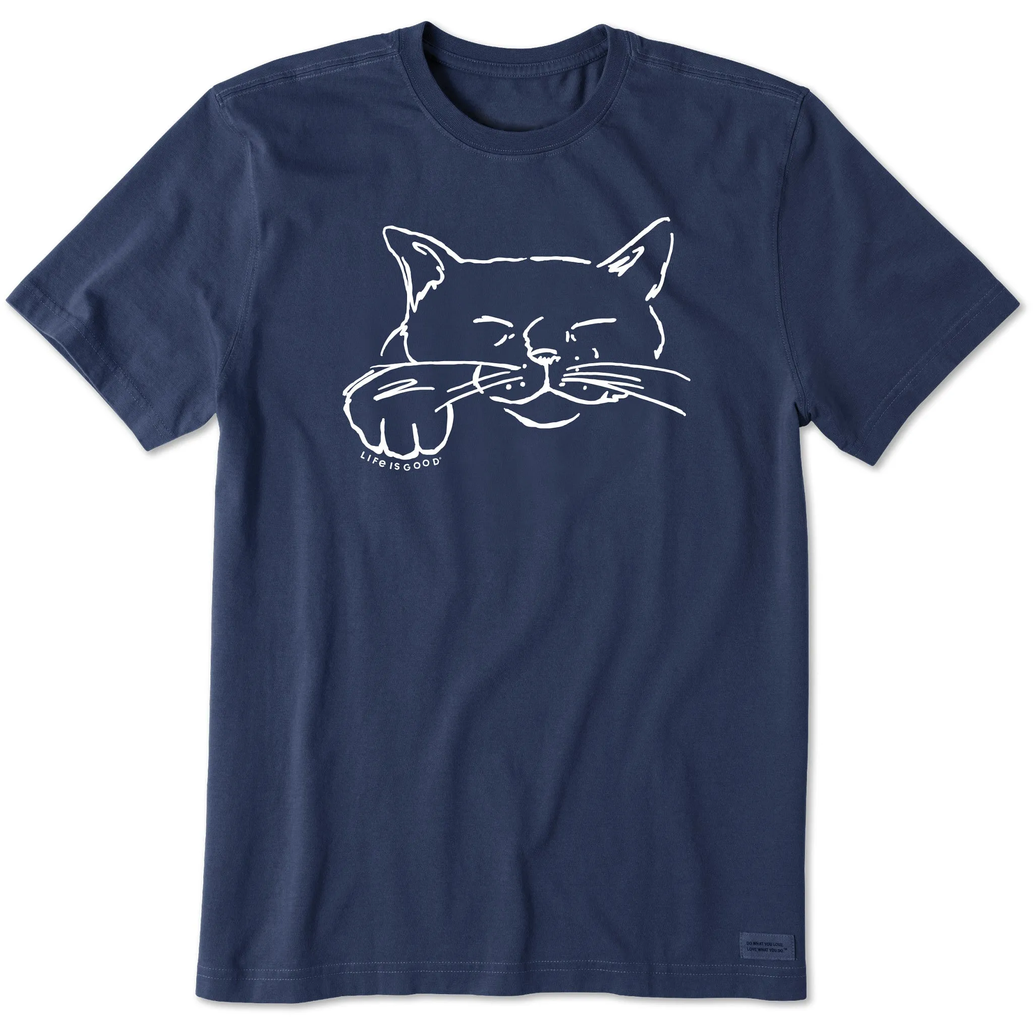 Men's Relaxed Cat Line Drawing Short Sleeve Crusher Tee Life is Good