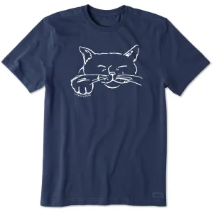 Men's Relaxed Cat Line Drawing Short Sleeve Crusher Tee Life is Good