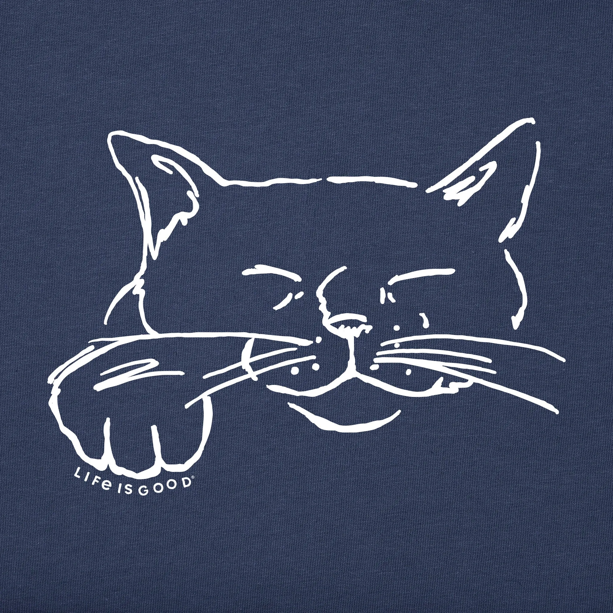 Men's Relaxed Cat Line Drawing Short Sleeve Crusher Tee Life is Good