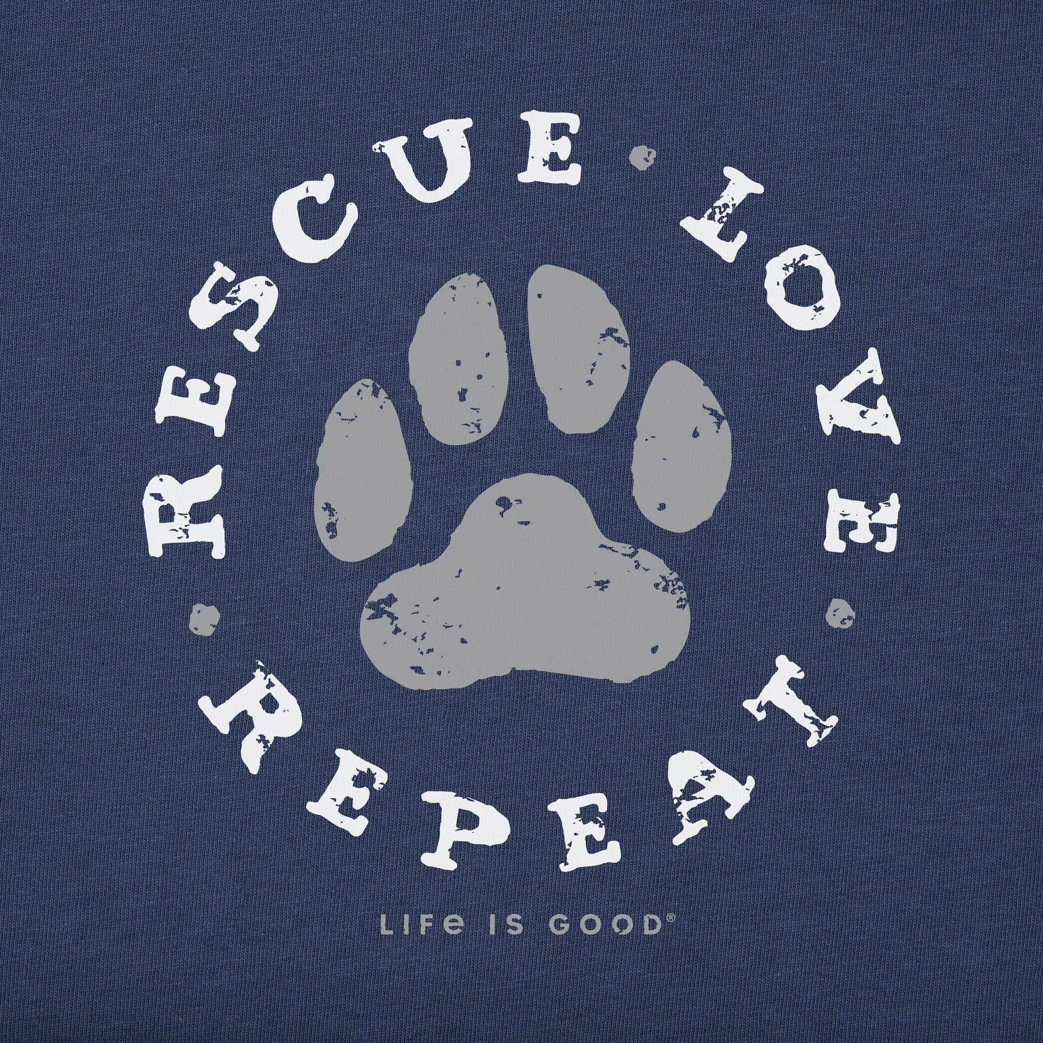 Men's Rescue Love Repeat Paw Short Sleeve Crusher Tee Life is Good
