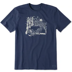 Men's Retro Snowy Woods Wolf Short Sleeve Crusher Tee Life is Good