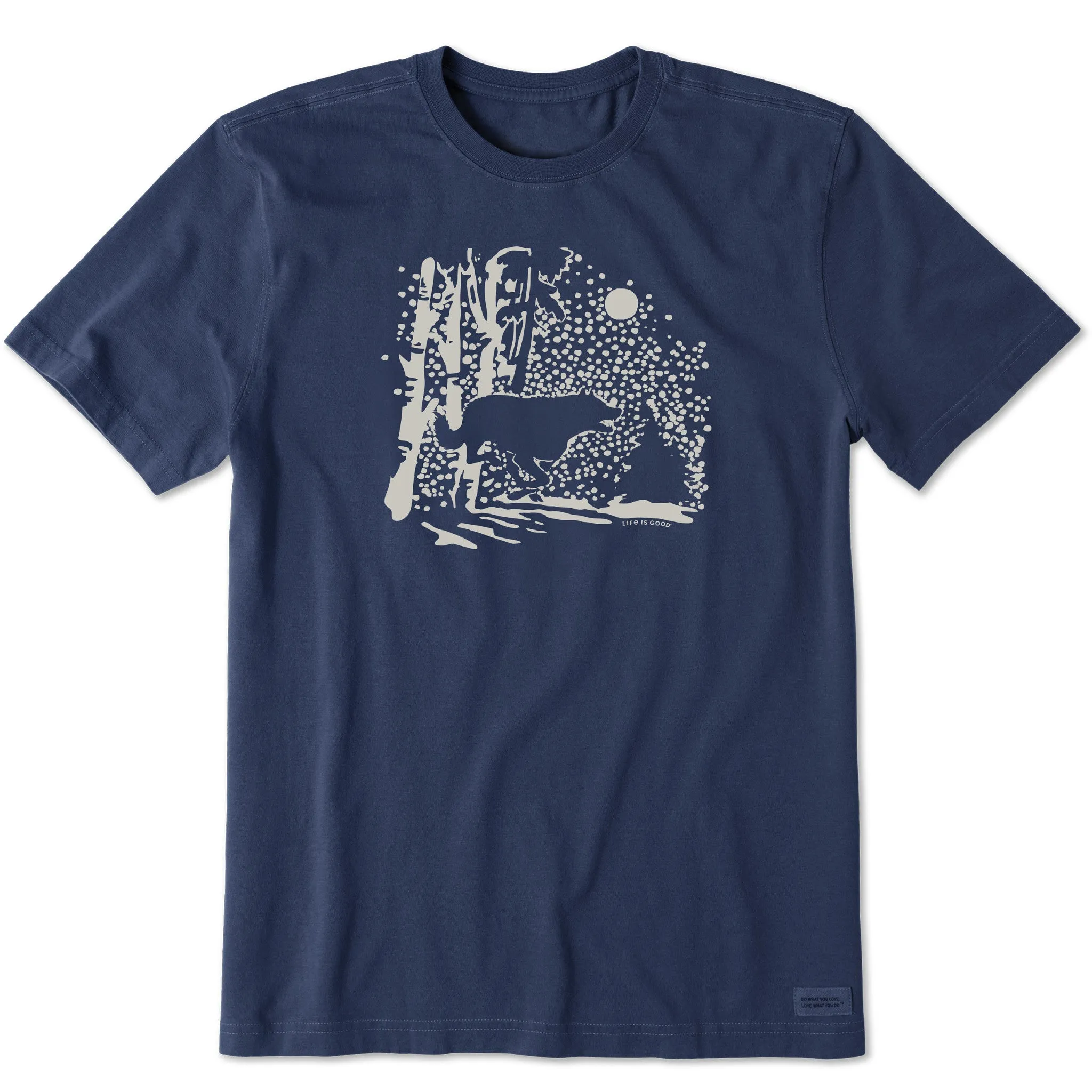 Men's Retro Snowy Woods Wolf Short Sleeve Crusher Tee Life is Good