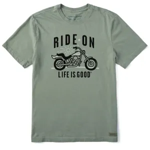 Men's Ride On Simple Motorcycle Short Sleeve Crusher Tee Life is Good