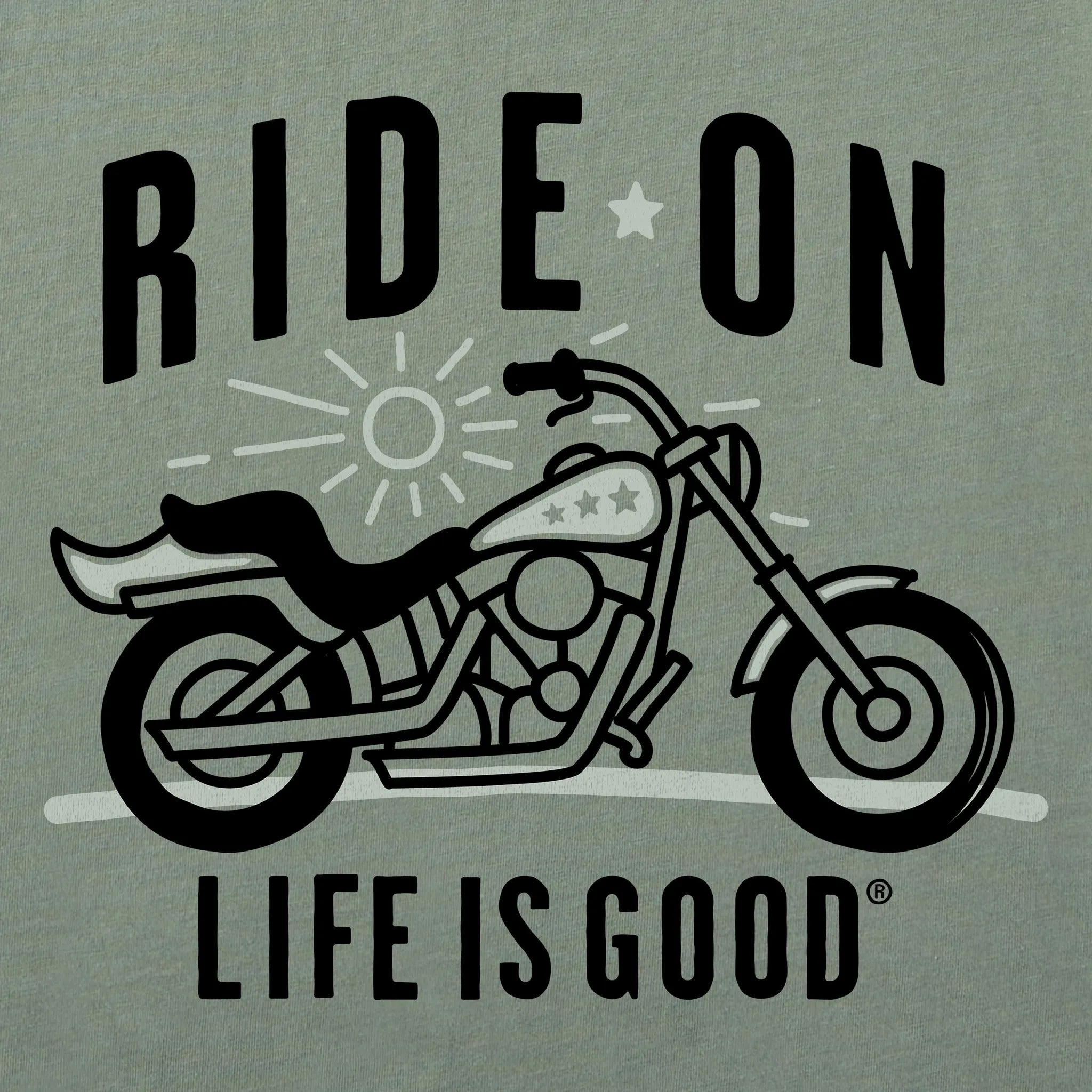 Men's Ride On Simple Motorcycle Short Sleeve Crusher Tee Life is Good