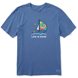 Men's Rocket Tie Dye Sailboat Short Sleeve Crusher Tee Life is Good