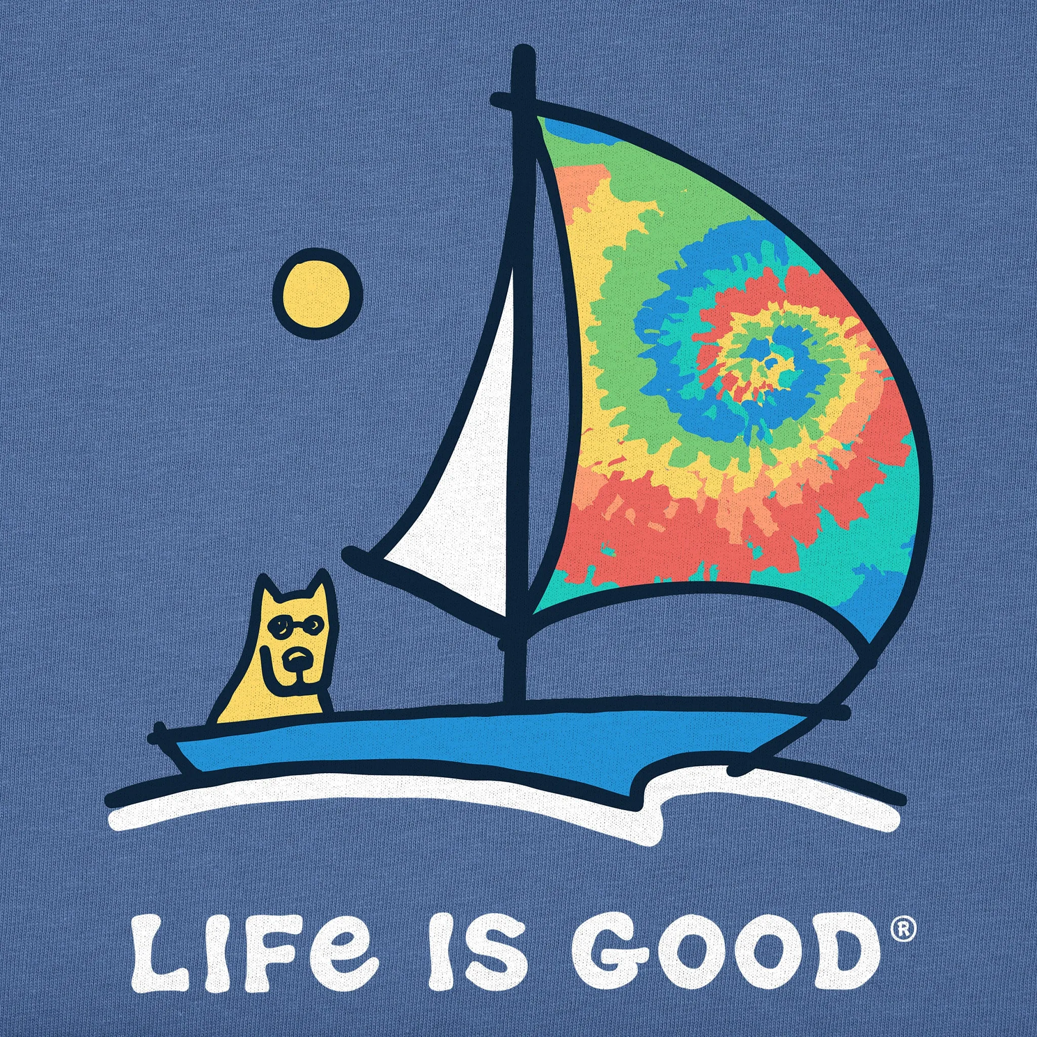Men's Rocket Tie Dye Sailboat Short Sleeve Crusher Tee Life is Good