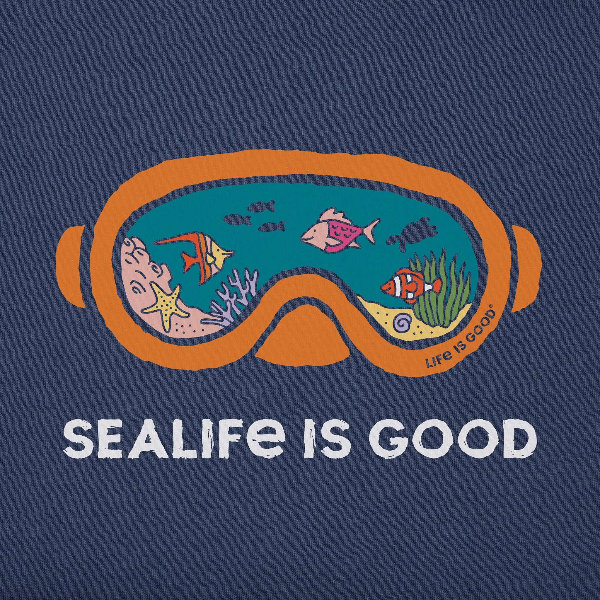 Men's Sealife Scuba Mask Short Sleeve Crusher Tee Life is Good