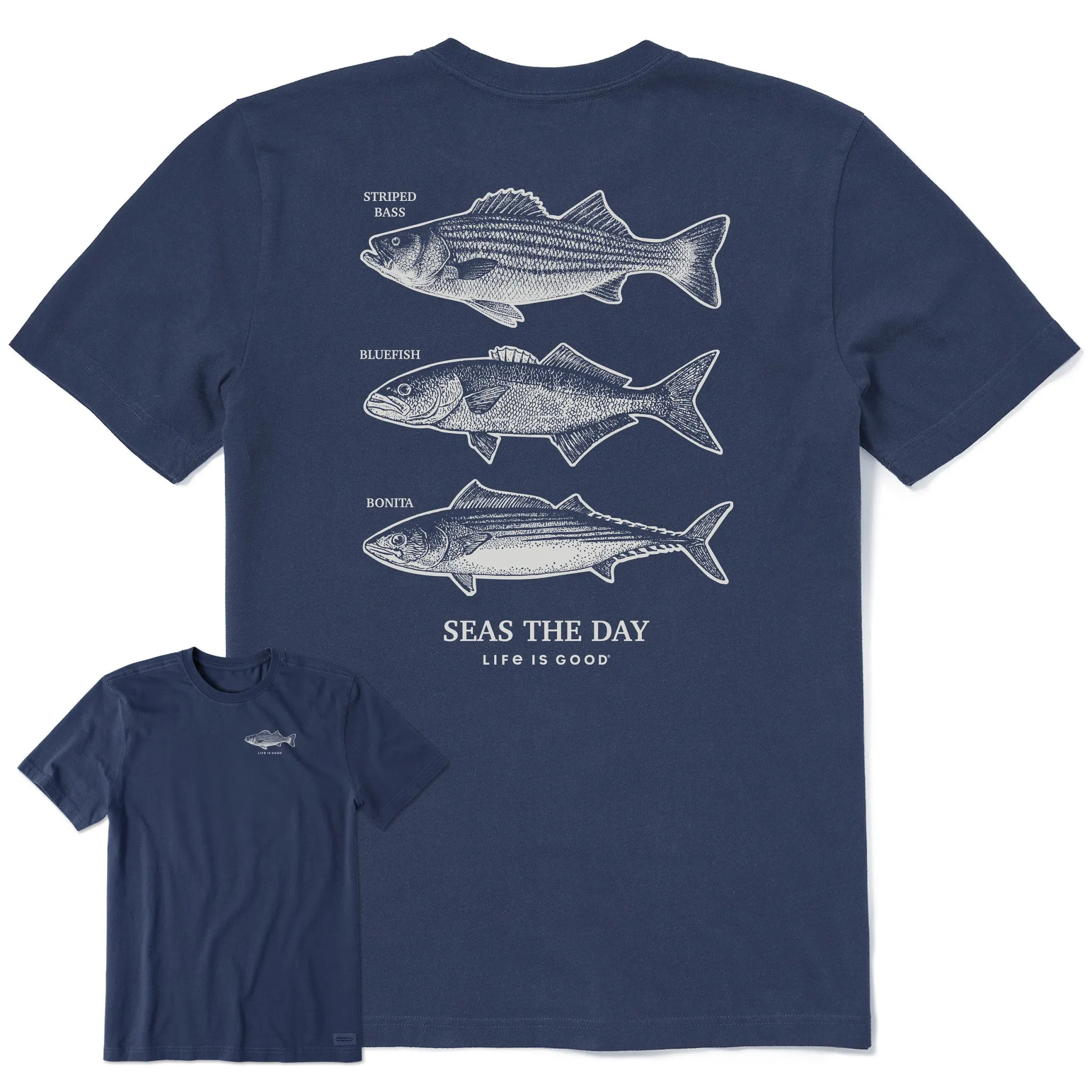 Men's Seas the Day Fish Short Sleeve Crusher Tee Life is Good