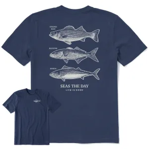 Men's Seas the Day Fish Short Sleeve Crusher Tee Life is Good