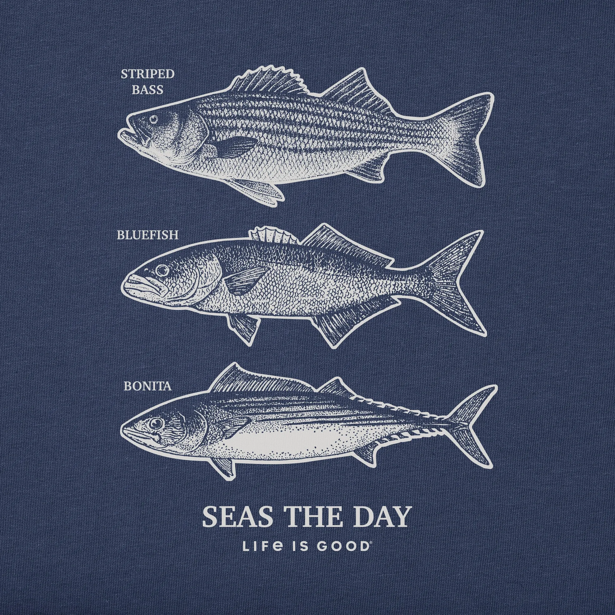 Men's Seas the Day Fish Short Sleeve Crusher Tee Life is Good