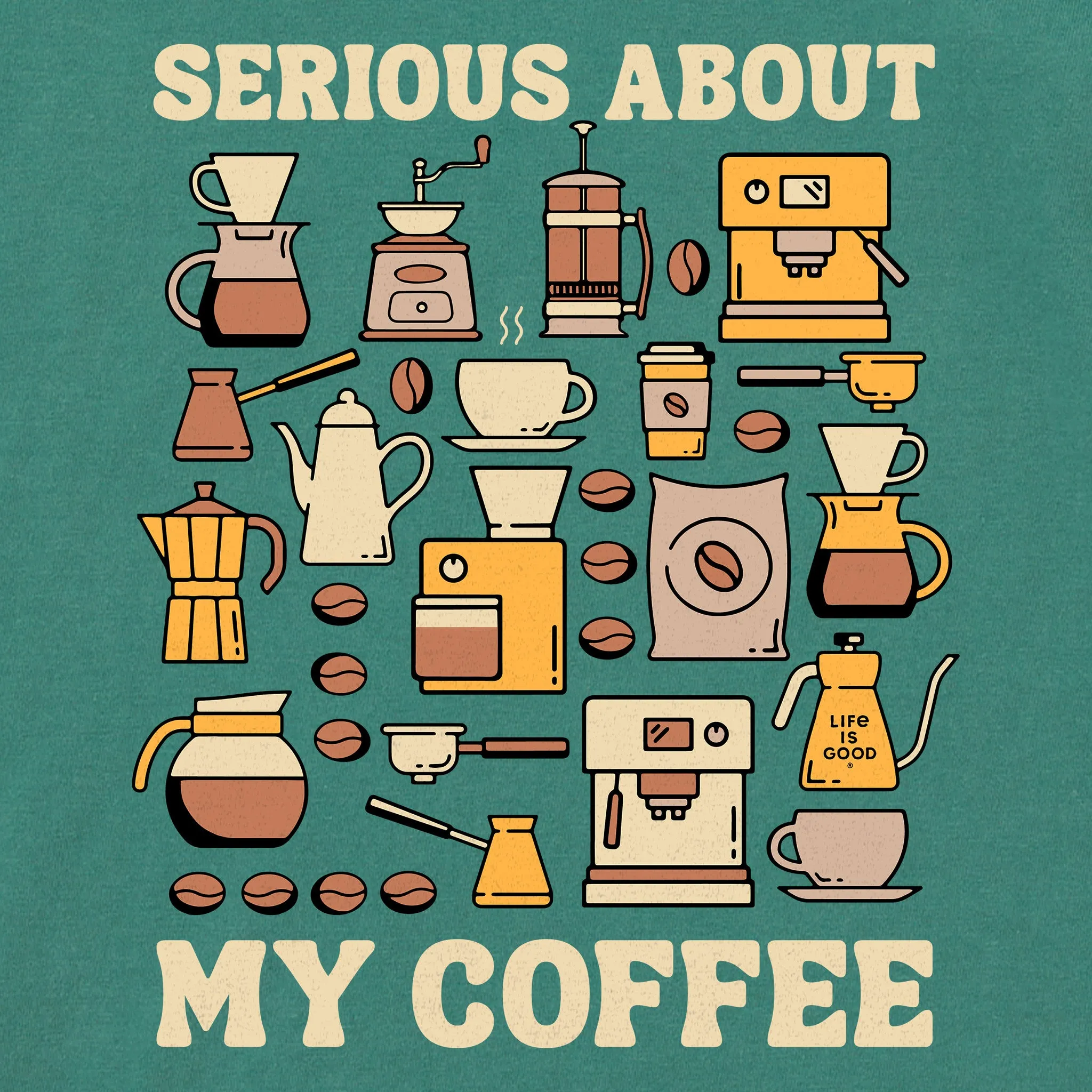 Men's Serious About My Coffee Long Sleeve Crusher Tee Life is Good