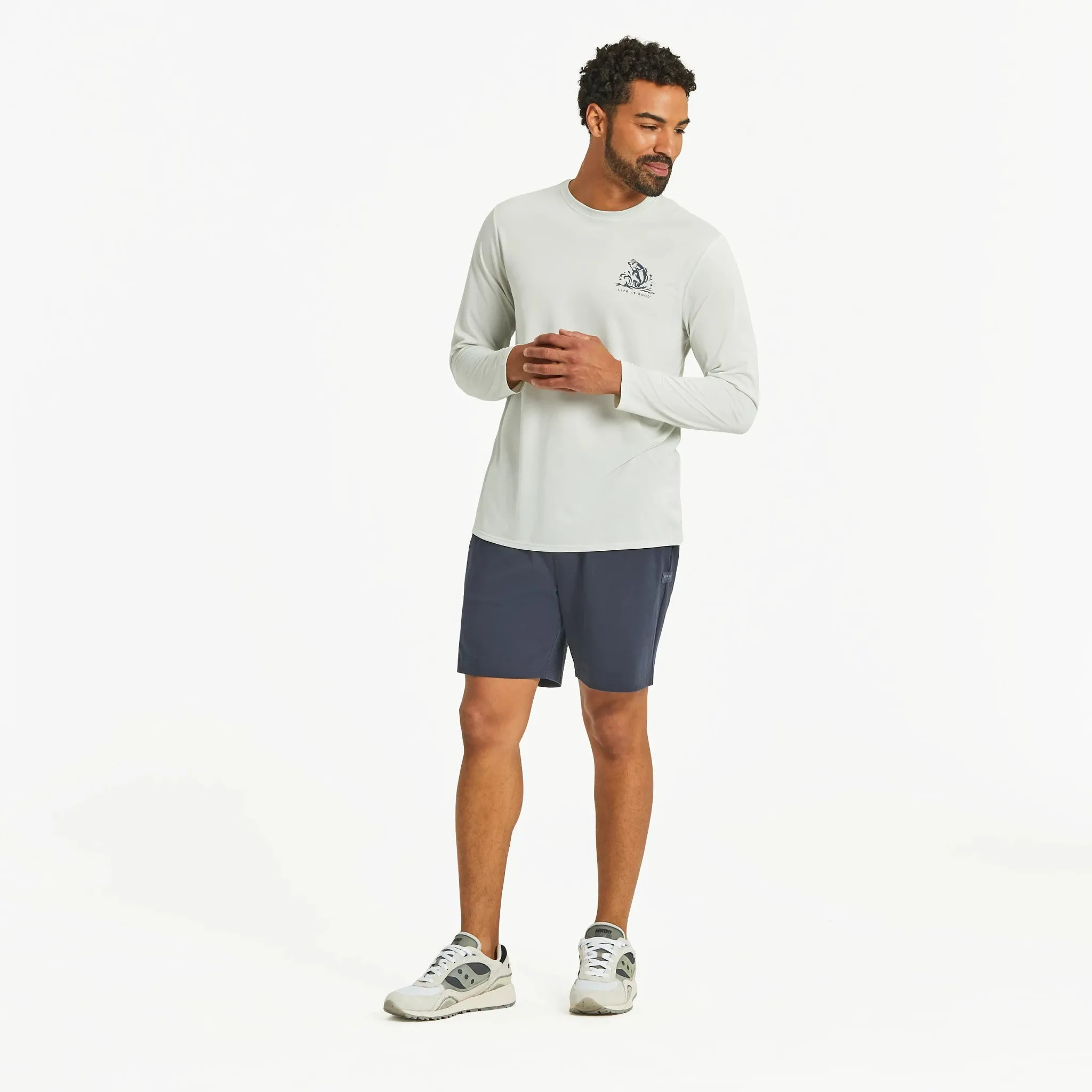 Men's Simple Fish Long Sleeve Sun Crusher Tee Life is Good