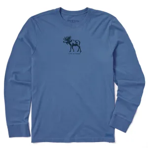 Men's Simple Moose Long Sleeve Crusher-LITE Tee Life is Good