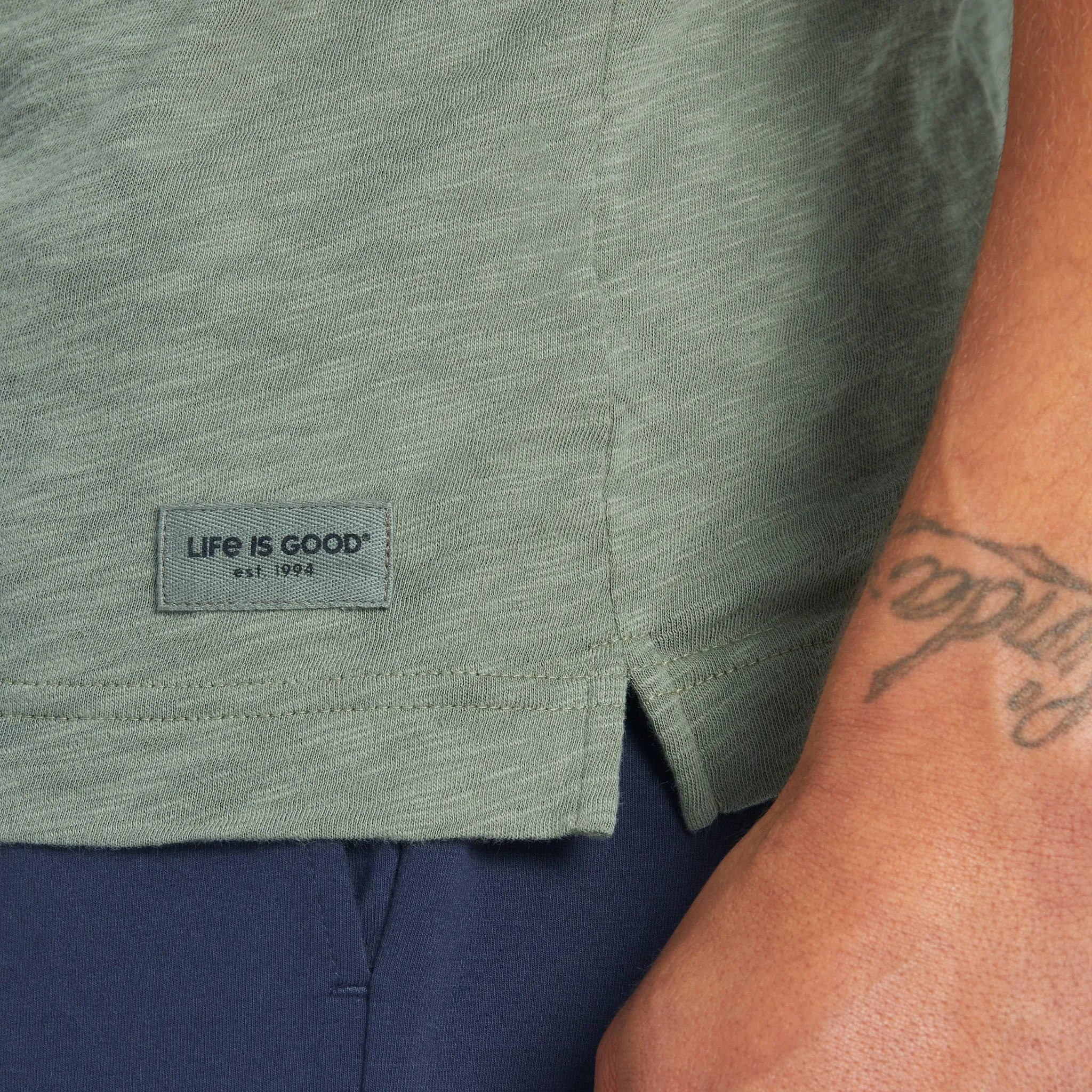 Men's Simple Peace Guitars Textured Slub Tee Life is Good