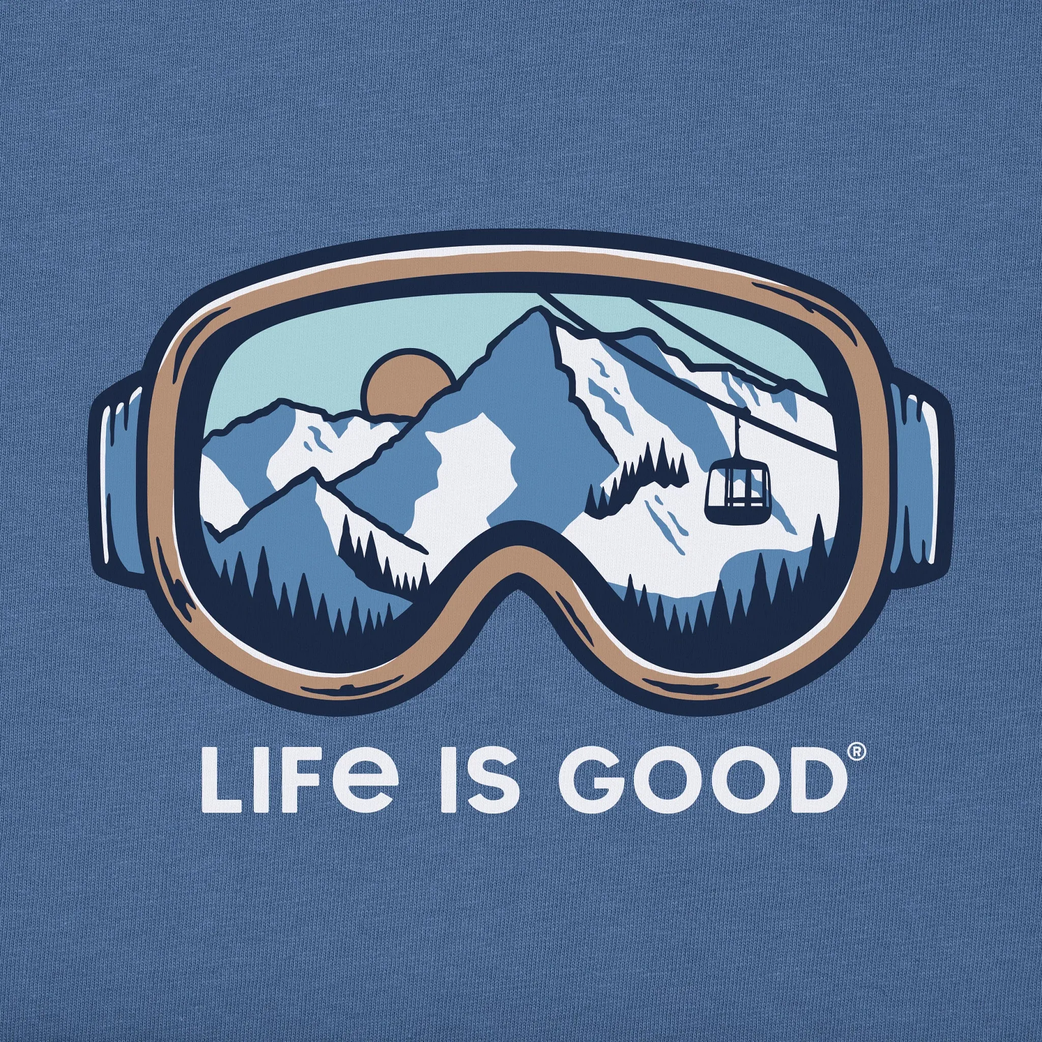 Men's Ski Goggle Landscape Short Sleeve Crusher Tee Life is Good