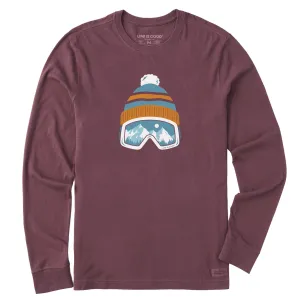 Men's Ski Goggles Hat Long Sleeve Crusher Tee Life is Good