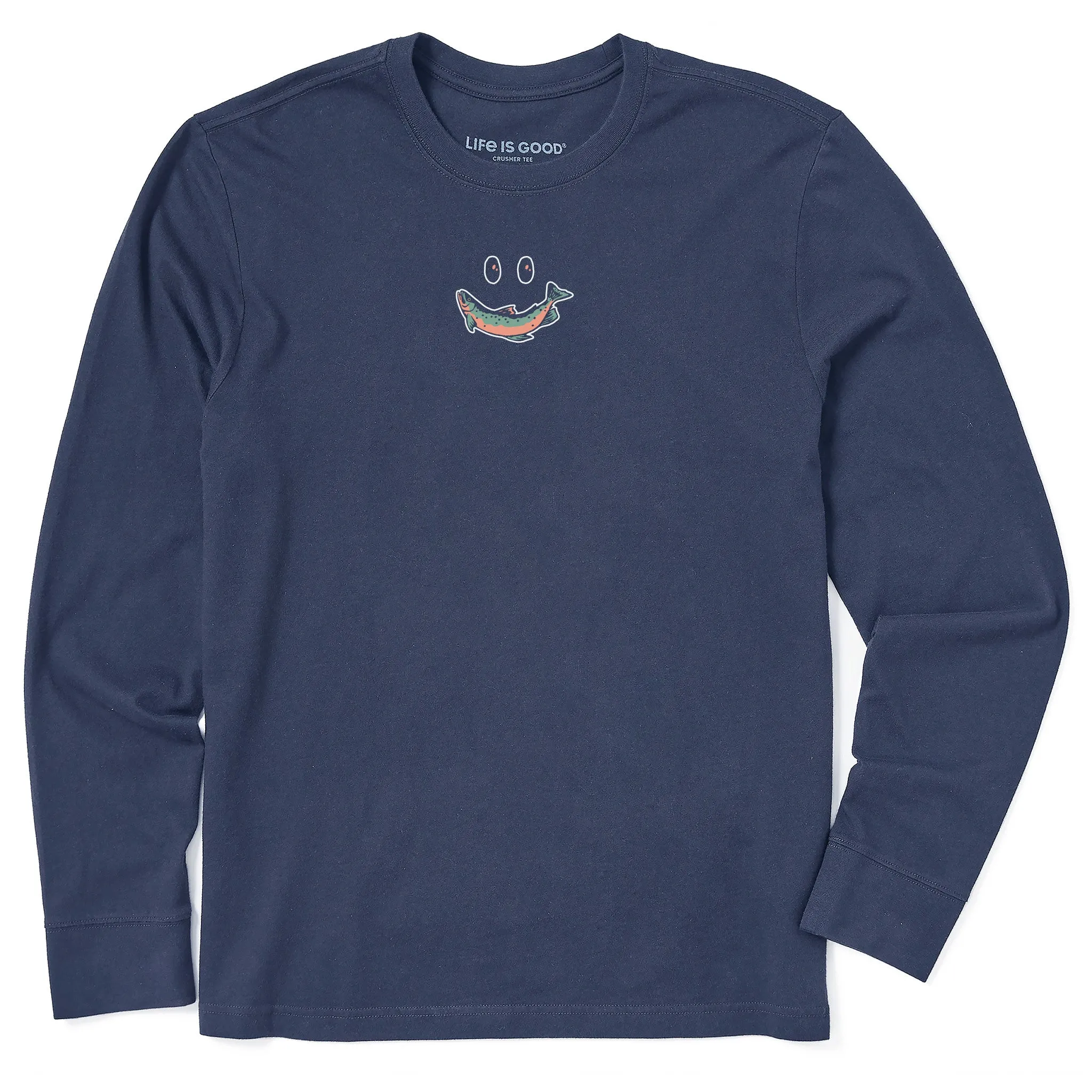 Men's Smile Fish Long Sleeve Crusher Tee Life is Good