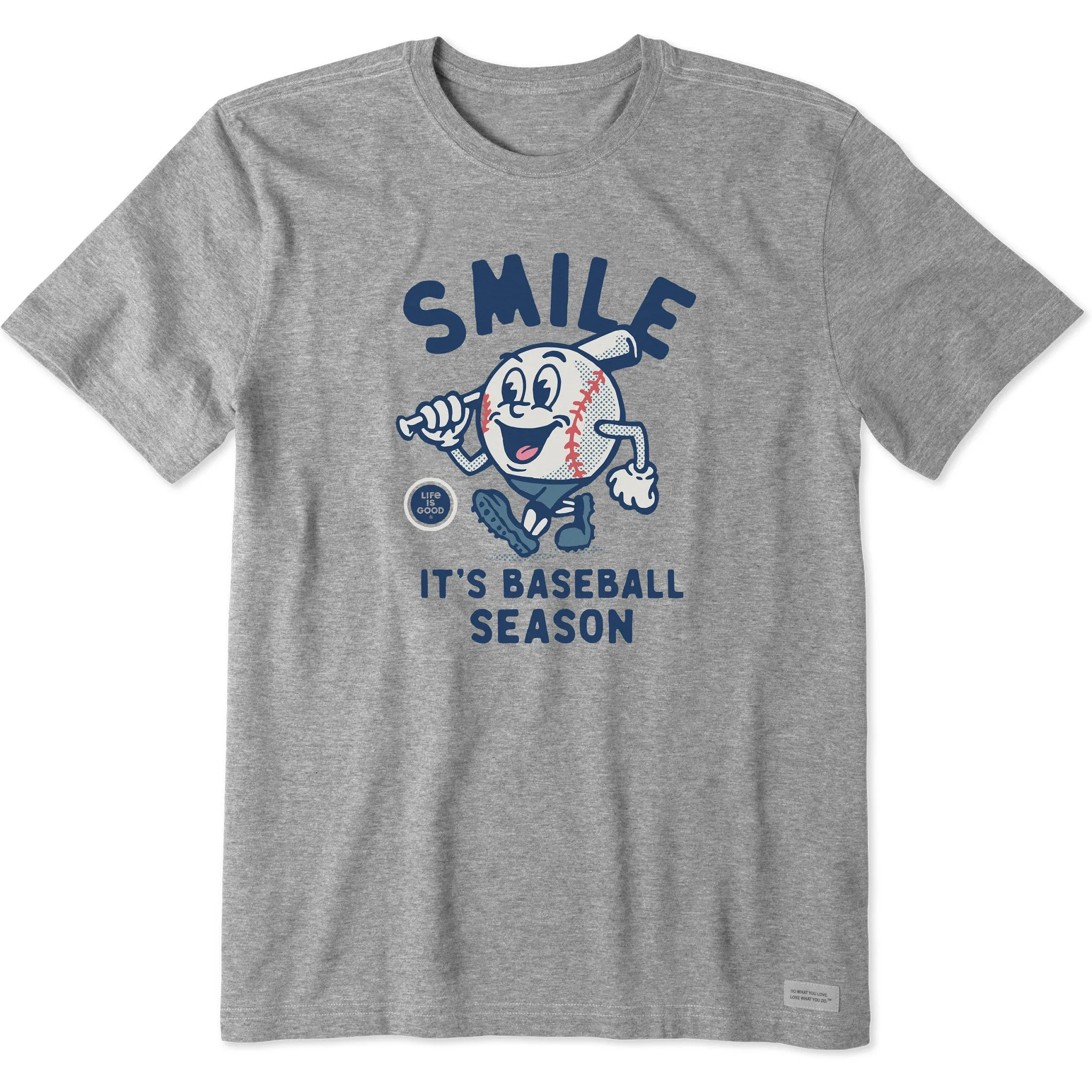 Men's Smile It's Baseball Season Mascot Short Sleeve Crusher Tee Life is Good