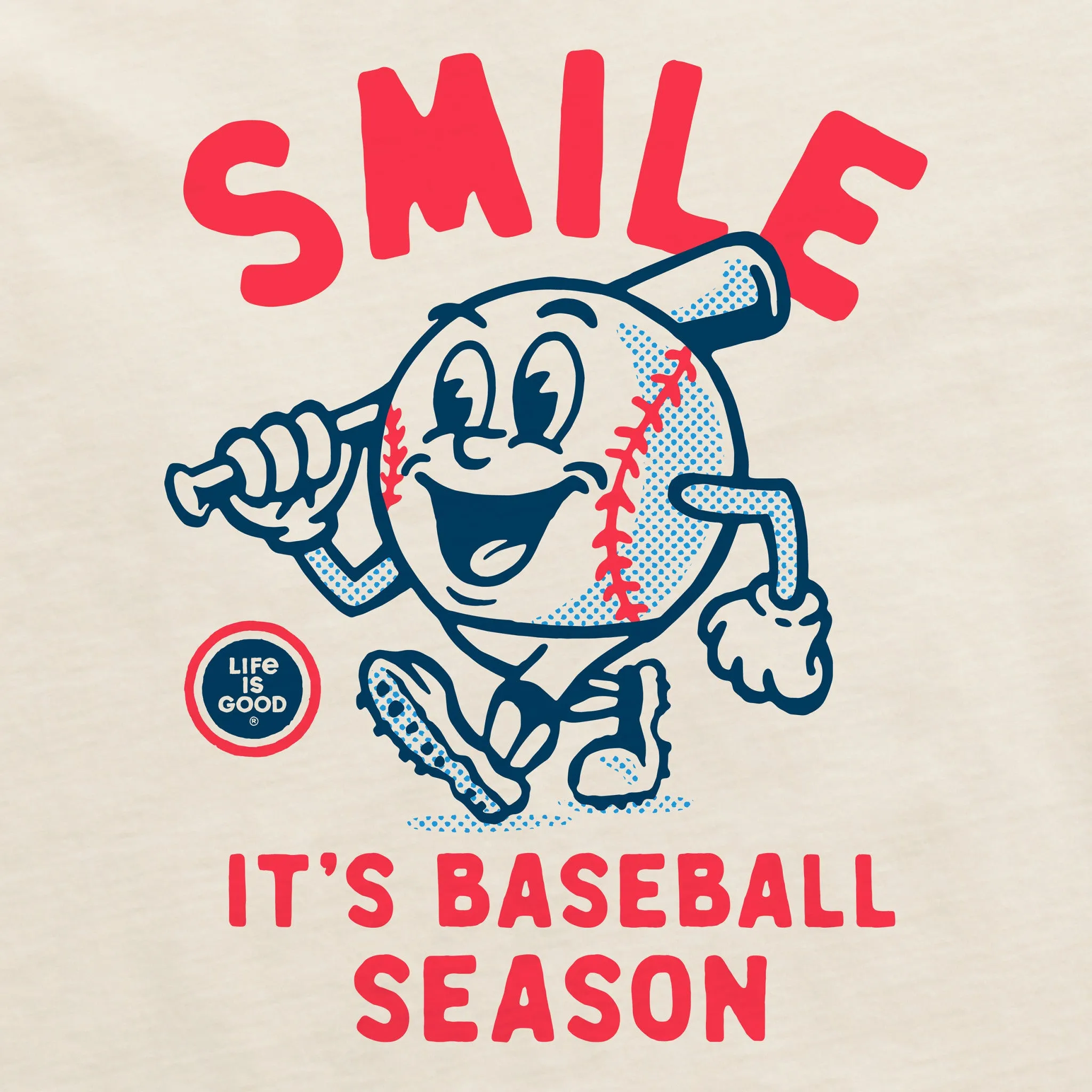 Men's Smile It's Baseball Season Mascot Short Sleeve Crusher Tee Life is Good