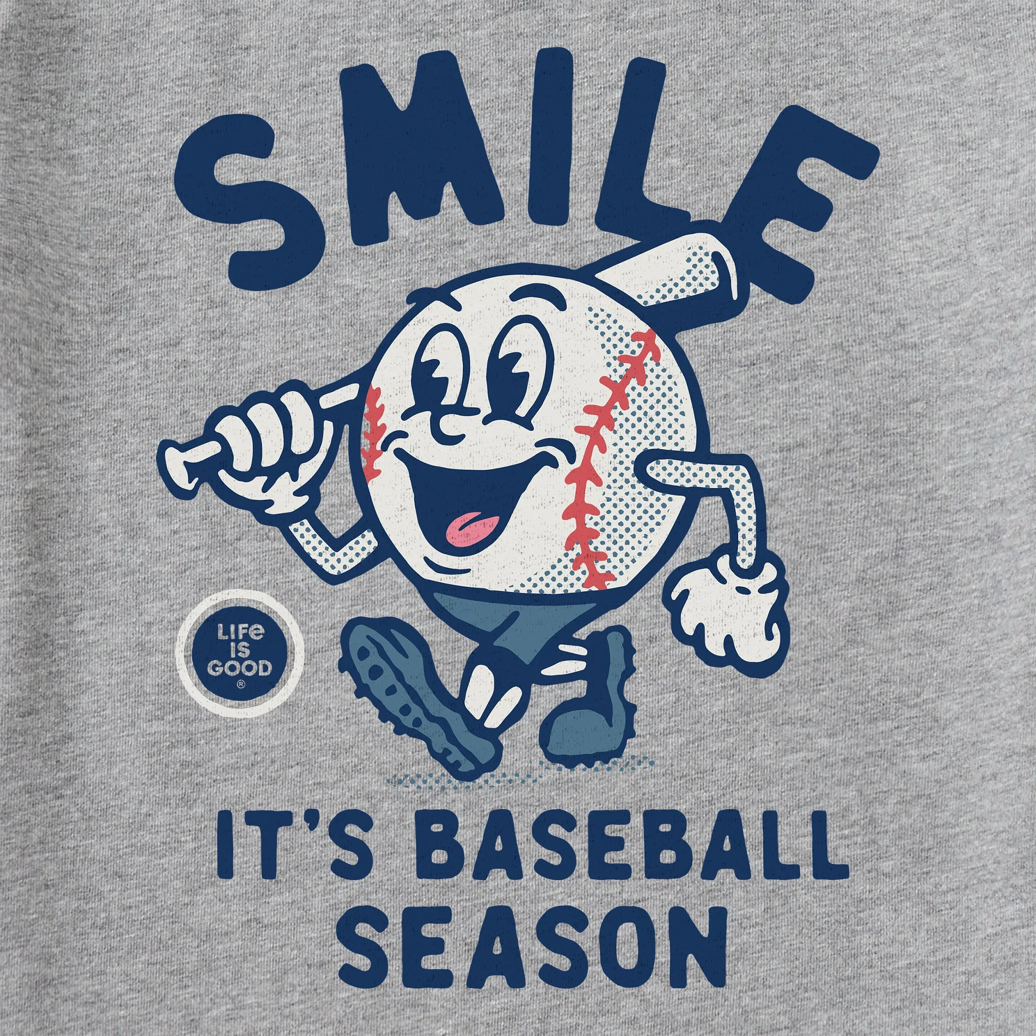 Men's Smile It's Baseball Season Mascot Short Sleeve Crusher Tee Life is Good