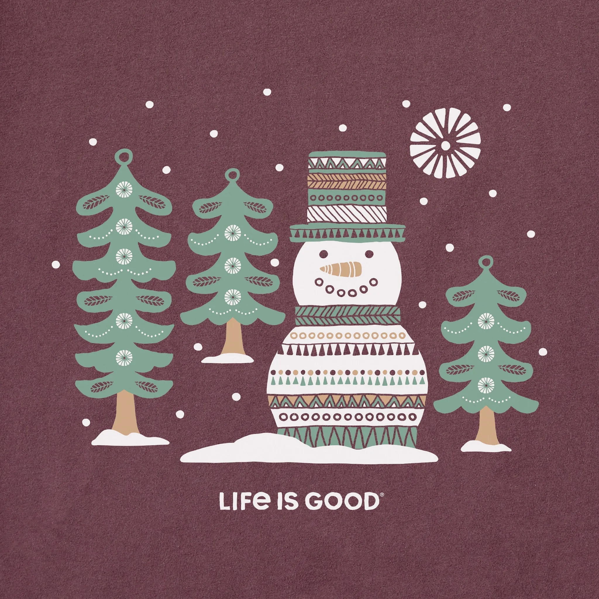 Men's Snowman and Trees Long Sleeve Crusher Tee Life is Good