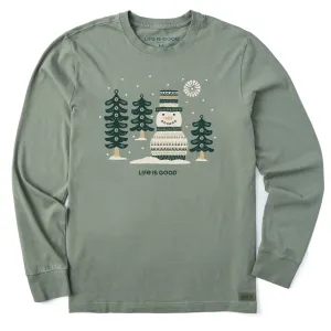 Men's Snowman and Trees Long Sleeve Crusher Tee Life is Good
