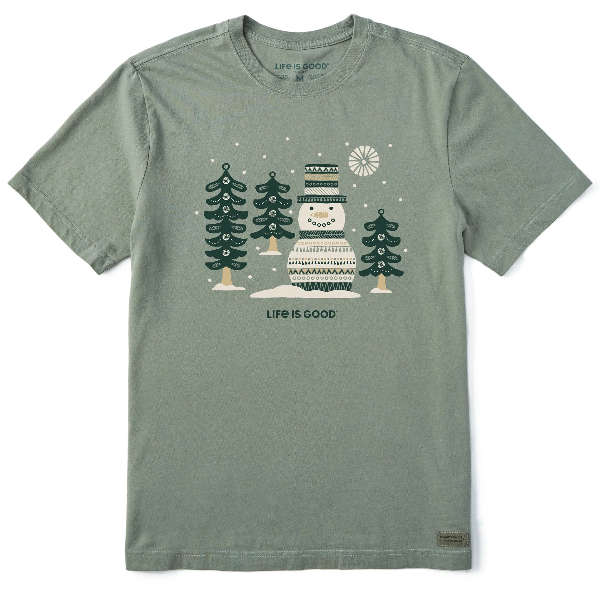 Men's Snowman and Trees Short Sleeve Crusher Tee Life is Good
