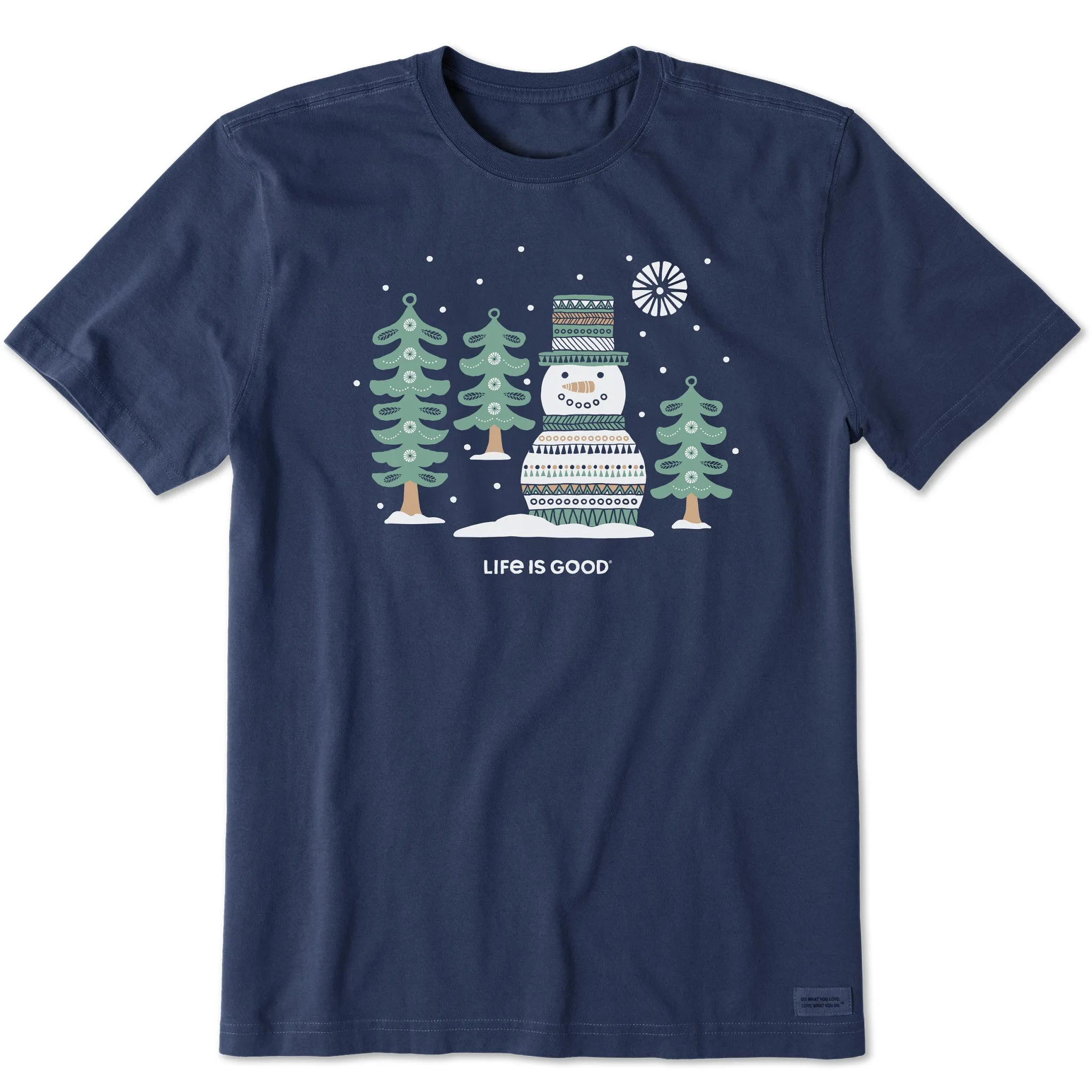 Men's Snowman and Trees Short Sleeve Crusher Tee Life is Good