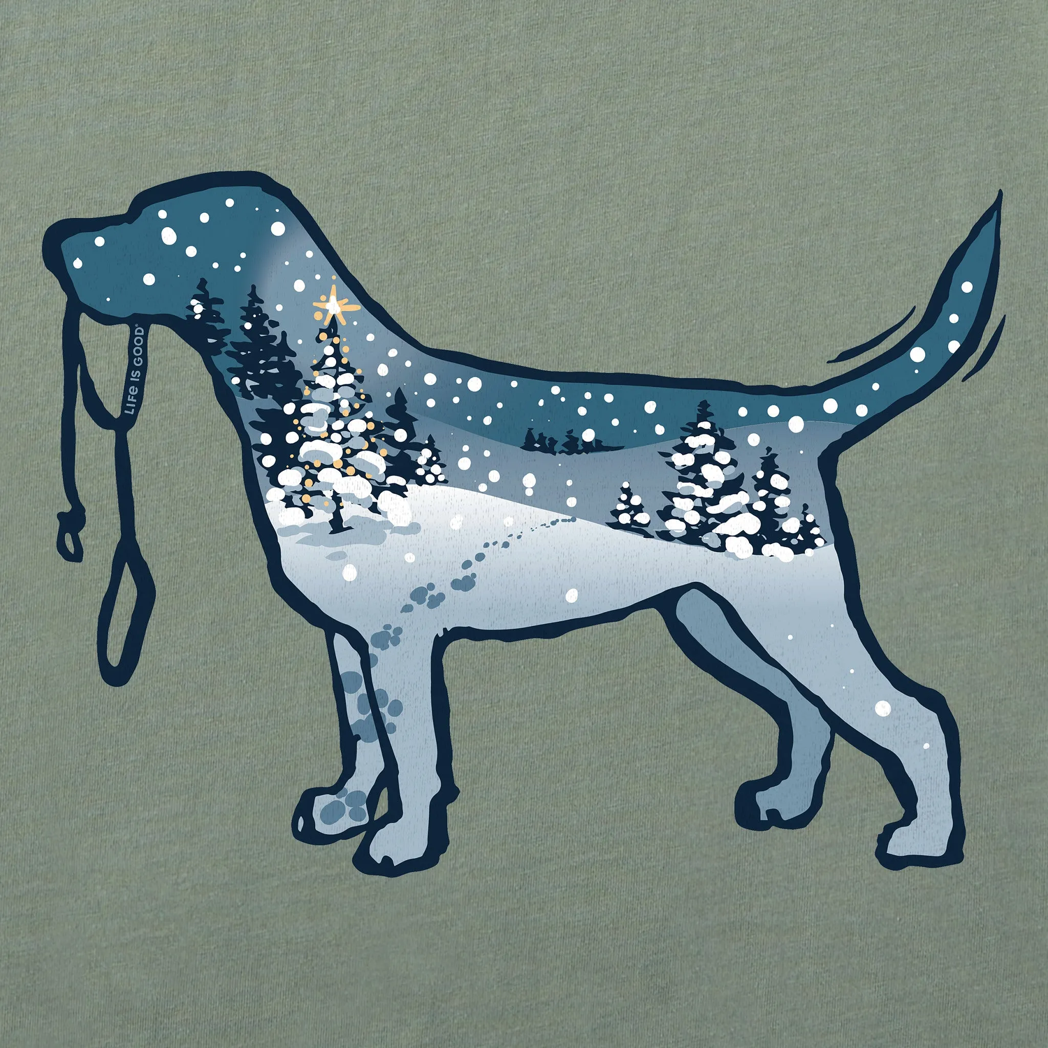 Men's Snowscape Dog Long Sleeve Crusher Tee Life is Good