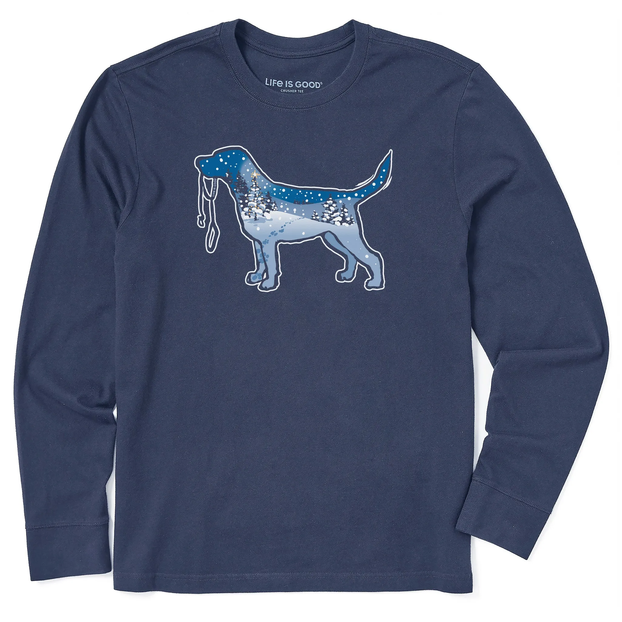 Men's Snowscape Dog Long Sleeve Crusher Tee Life is Good