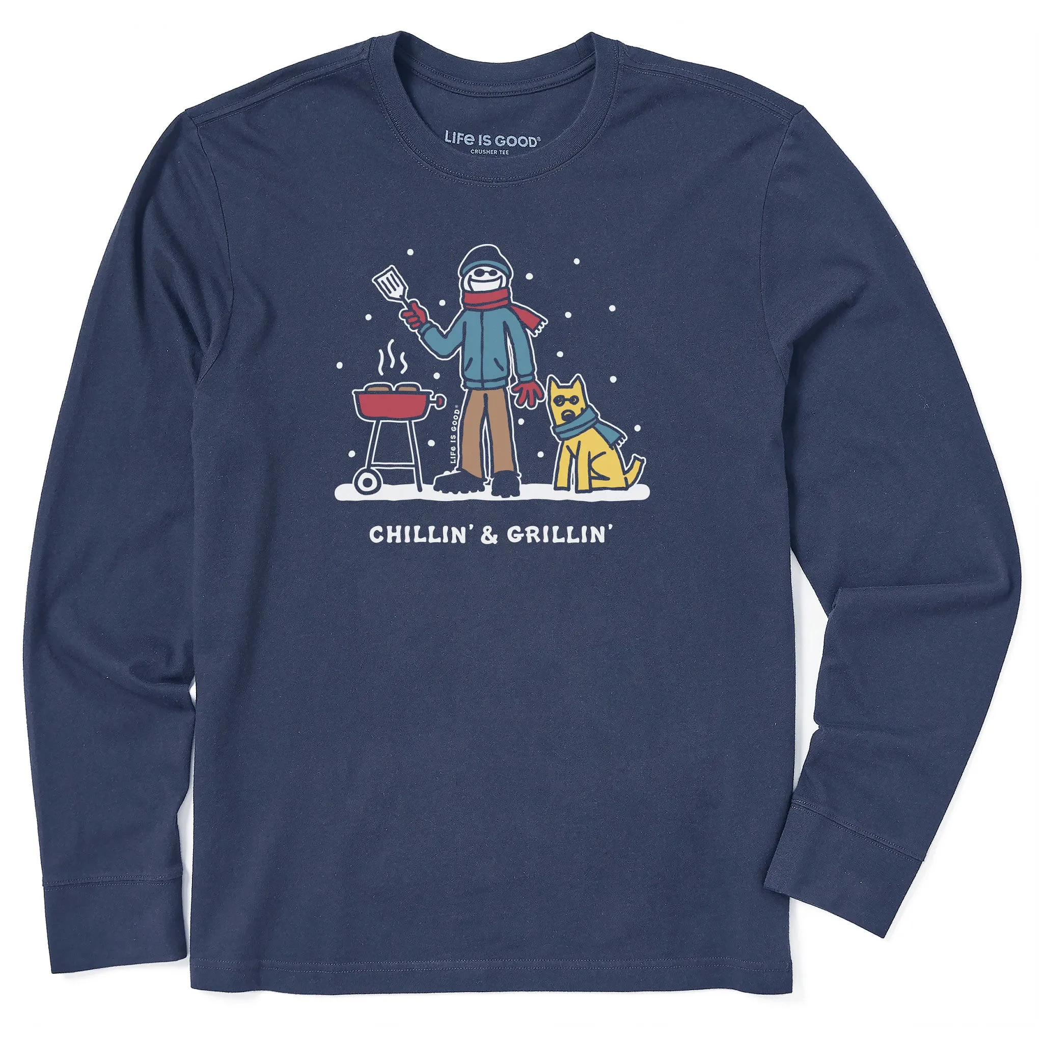 Men's Snowy Chillin' & Grillin' Long Sleeve Crusher Tee Life is Good