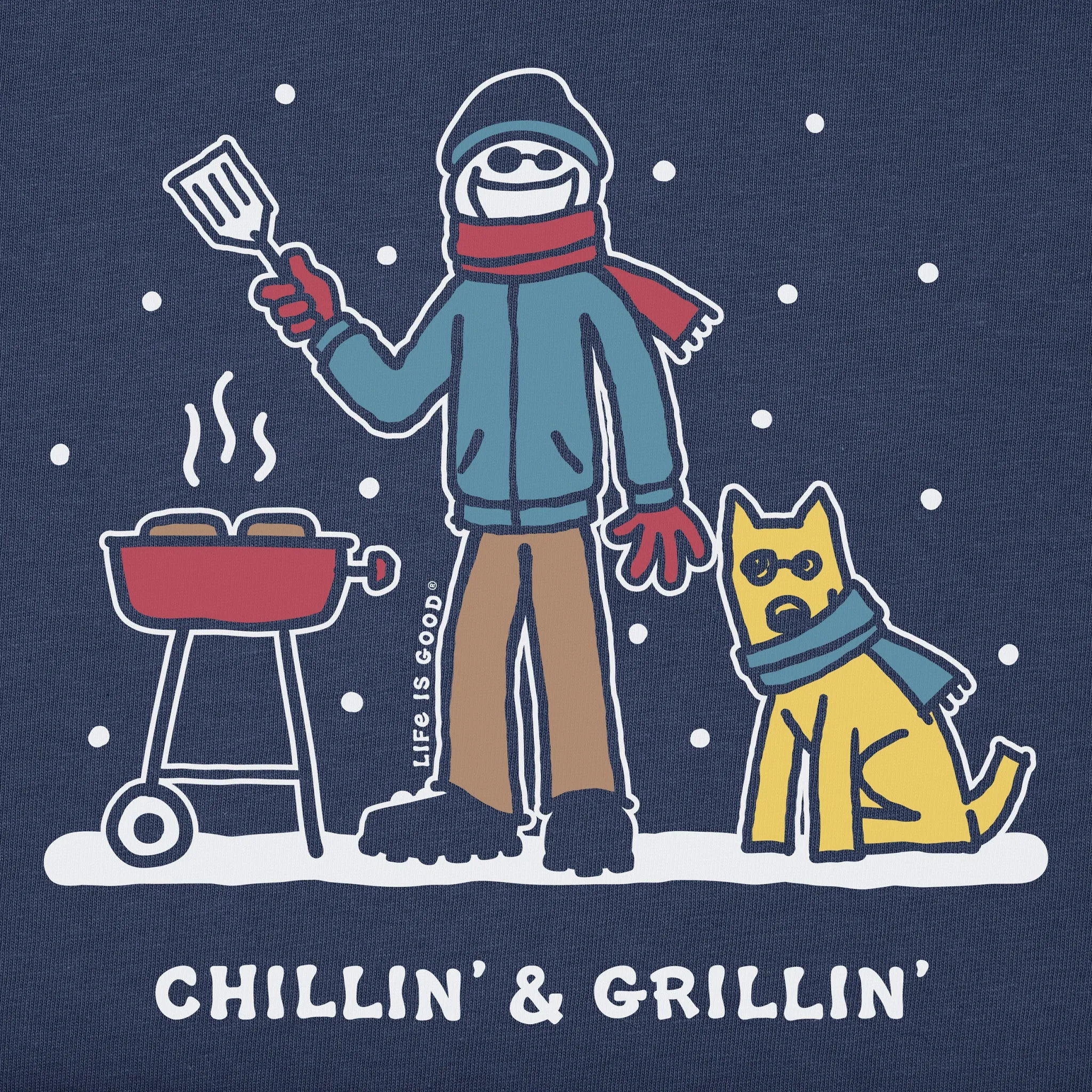 Men's Snowy Chillin' & Grillin' Long Sleeve Crusher Tee Life is Good