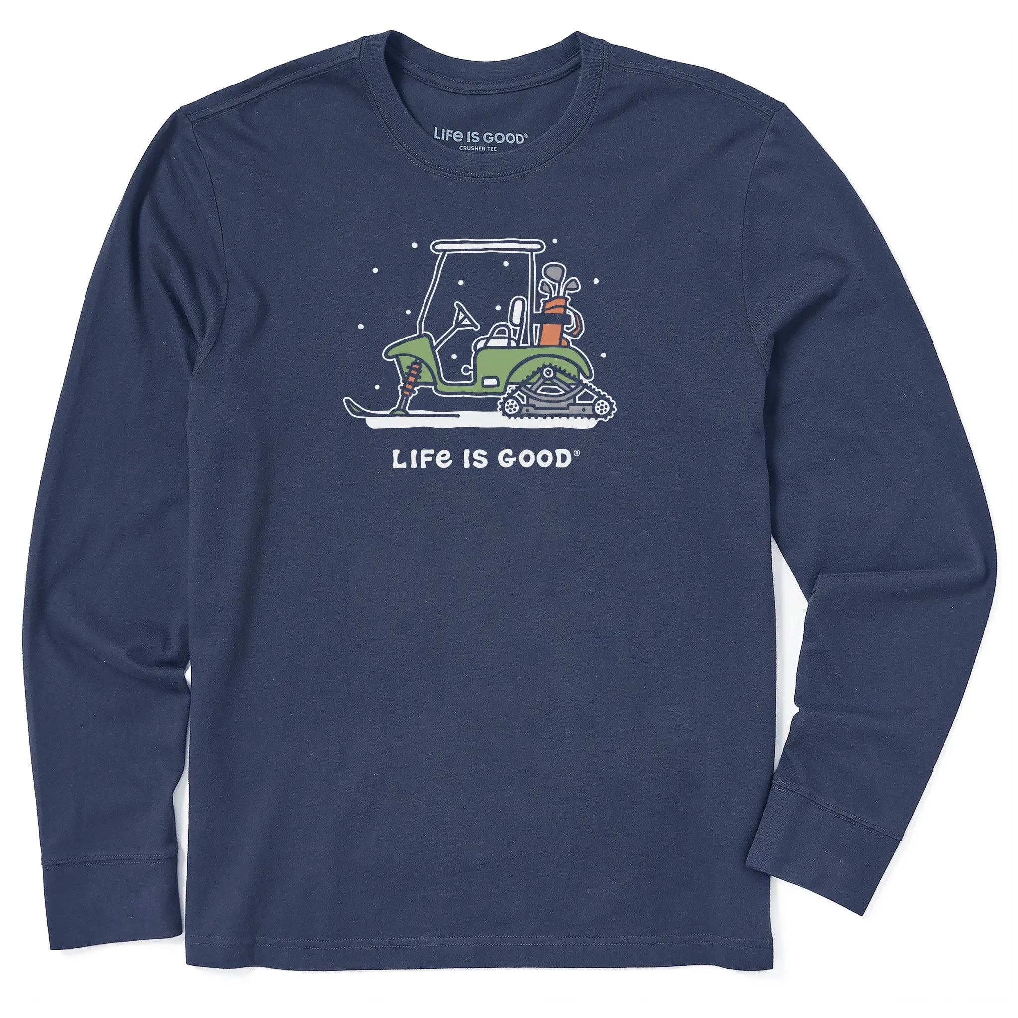 Men's Snowy Golf Cart Long Sleeve Crusher Tee Life is Good