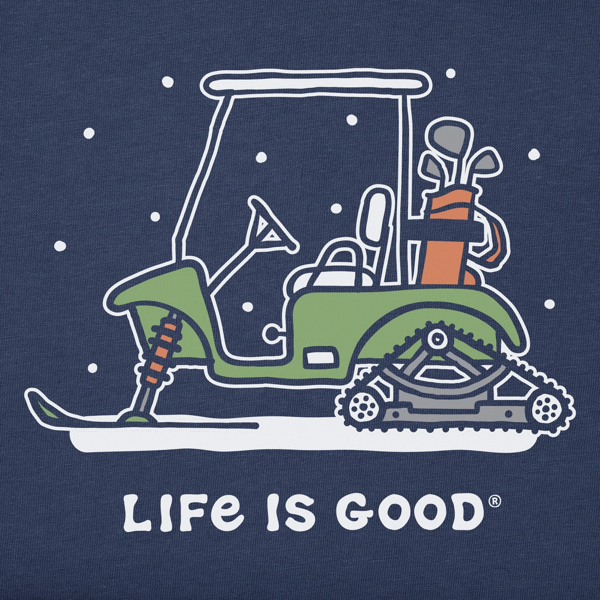 Men's Snowy Golf Cart Long Sleeve Crusher Tee Life is Good